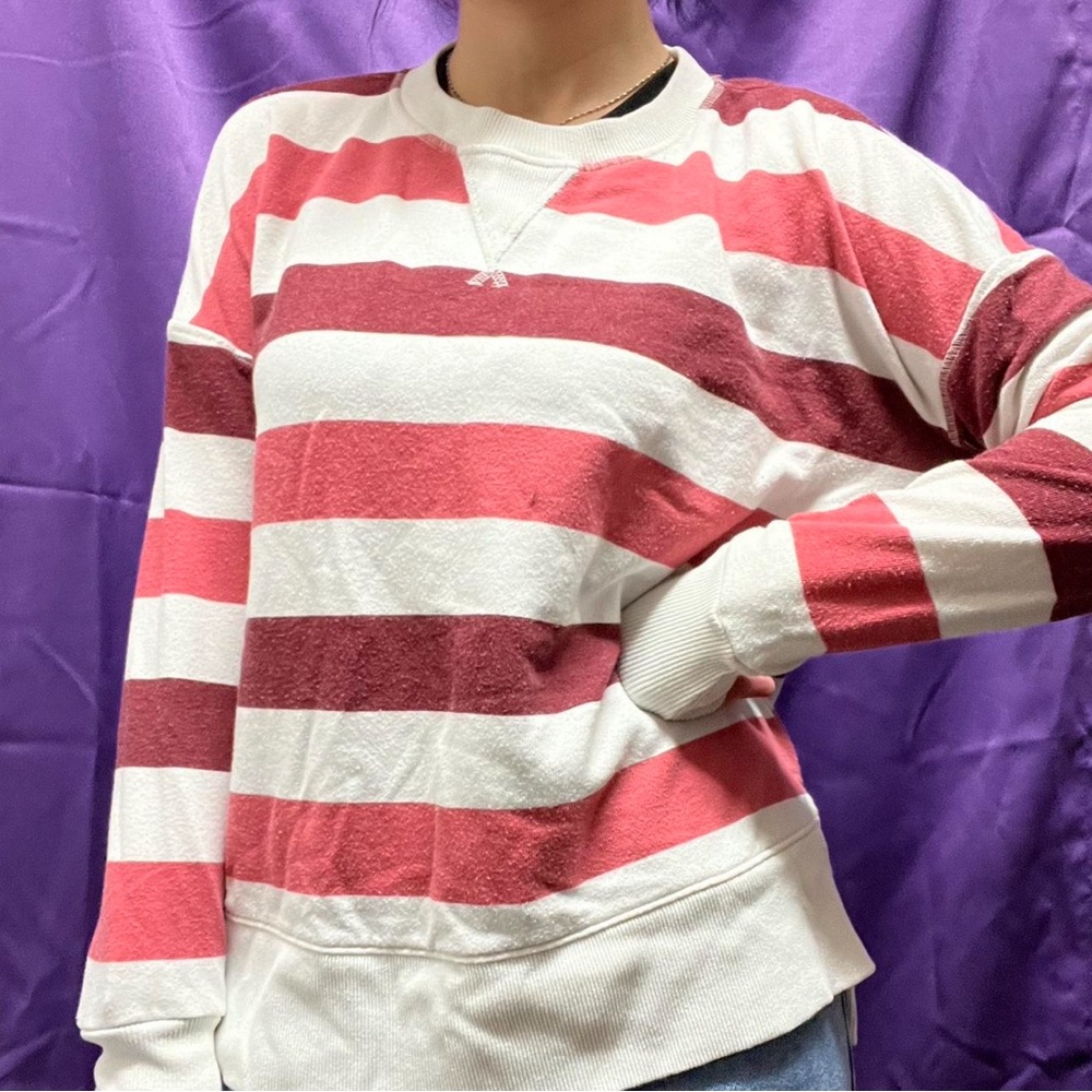 Red and White Striped Sweatshirt